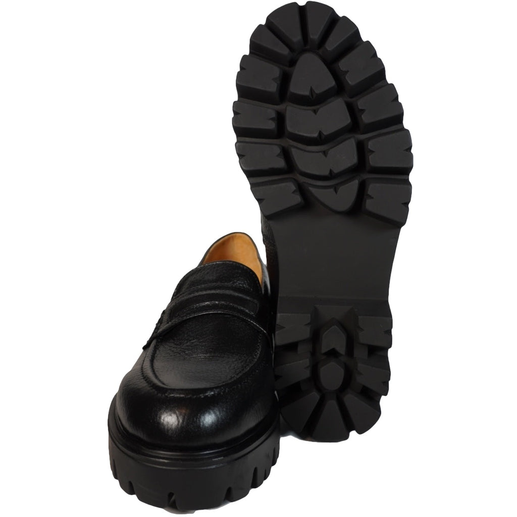 Chunky penny loafers black