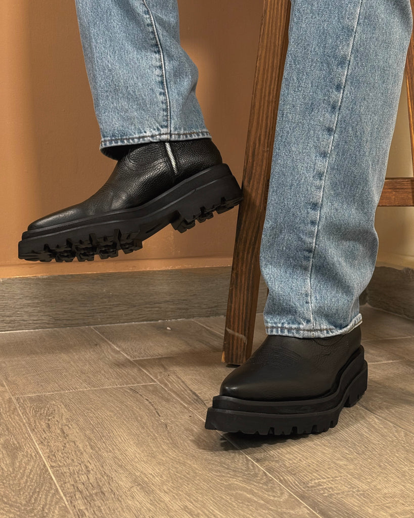 Chunky cowboy boots sinner black
