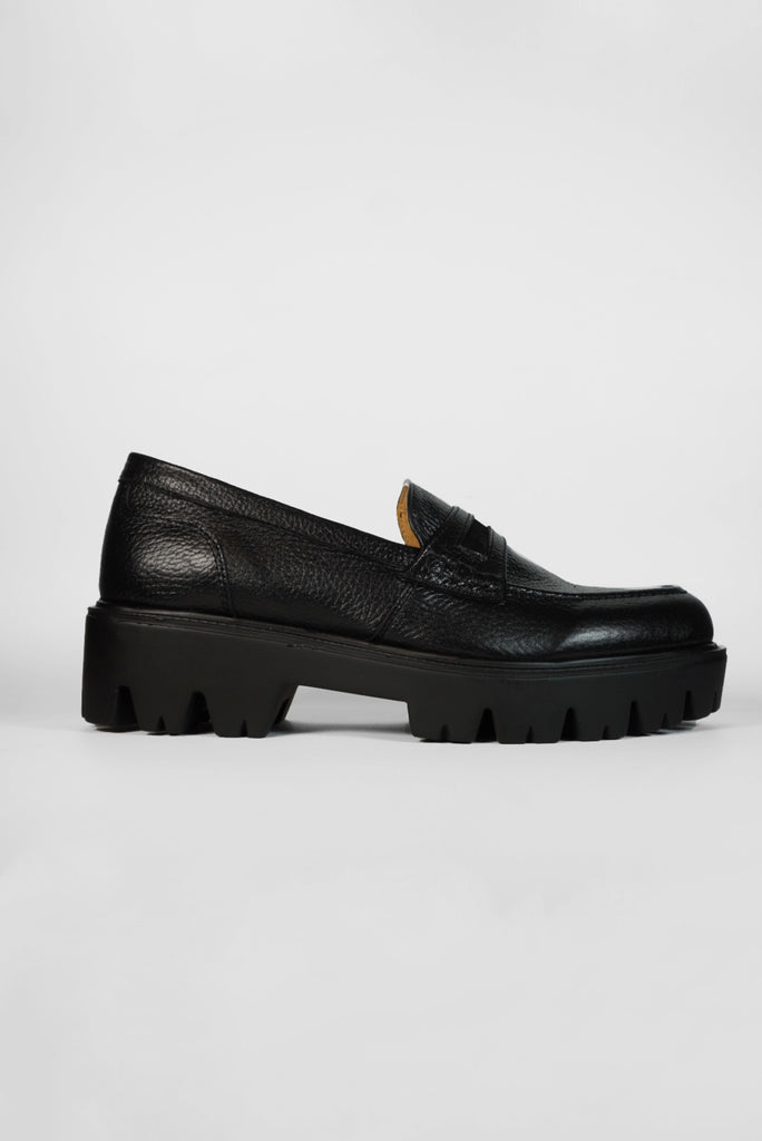 Chunky penny loafers black